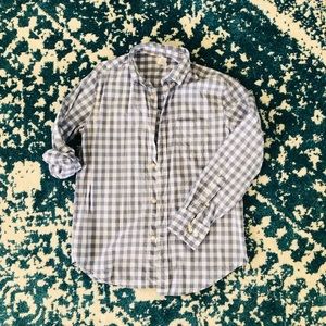 Boys Crewcuts size 12 bluish grey and white button down
